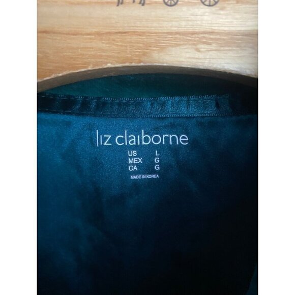 Liz Claiborne Diamond Quilted Emerald Green Velvet Zip Front Vest L - Picture 2 of 5